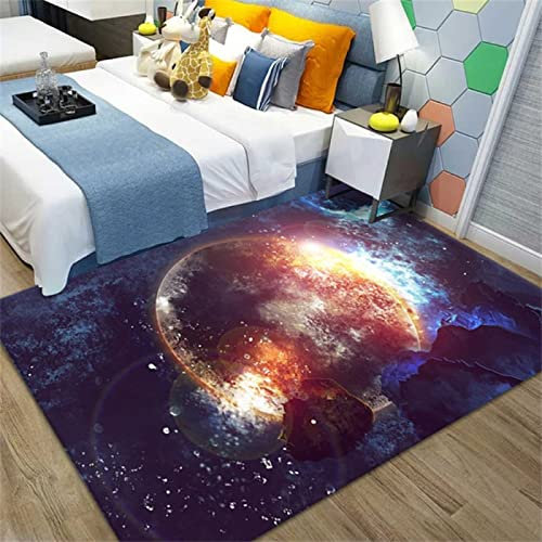 DJHWWD Webteppich lila flickenteppich waschbar Teppich Motiv Raumplanet Waschbar 200x300cm Teppich Waschbar In Waschmaschine kinderzimmerteppich Junge