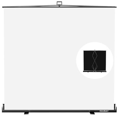 【Breiterer Stil】 RAUBAY 200x210cm Großer zusammenklappbarer Weiß Hintergrund White Screen, tragbarer ausziehbarer Panel Fotohintergrund mit Ständer für Videokonferenzen, Fotostudio.