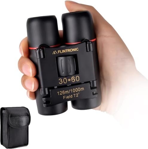Flintronic 30x60 Kompakt Mini-Fernglas, HD Ferngläser, Leichtes Faltteleskop für Erwachsene und Kinder, für die Jagd, Besichtigung, Vogelbeobachtung, Wandern, Anschauen von Fußballspielen