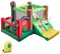 DREAMADE 6-in-1 Aufblasbare Hüpfburg mit Doppelrutschen, 356 x 330 x 220 cm Spielburg im Bauernhof-Stil mit Bällebad & Sprungbereich & Basketballkorb, Hüpfschloss für Kinder ab 3 Jahre (mit Gebläse)