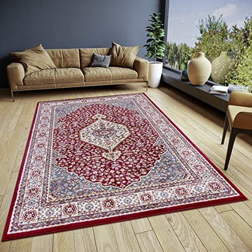 Hanse Home Mochi Orientalischer Teppich – Läufer Orientalisch klassisch dicht gewebt mit Ornamenten Vintage-Look Weicher Kurzflor für Schlafzimmer, Esszimmer, Wohnzimmer, Flur – Rot, 80x120cm