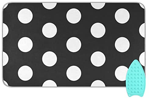 linqin Alfombrilla de planchar portátil con almohadilla de silicona, geometría moderna, resistente al calor, cubierta de tabla de planchar de viaje para secadora, lavadora, mesa, 47 x 28 pulgadas