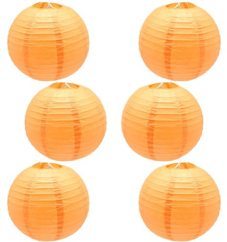 CEEYSEE 6 Stück Papierlaterne Orange 30 cm Hängende Runde Papierlaternen Faltbar Papier Lampions für Brautpartys Geburtstag Feiern Garten Deko(DL/CNS)
