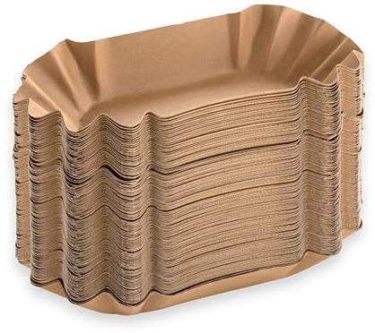 ONISM Pommesschalen | Pappschale Oval | 50 Stück | Einweg | Braun | Kraftpapier | BIO | Recycletes Papier | Bratwurst | Hotdog | Fritten | Schälchen | (50, OVAL)