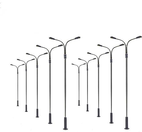 FACULX 10PCS LED Mini Lampione Street HO OO Scala 1/75 per Sandbox Giardini in Miniatura Città Modello Modello Lampada Esterna