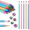 AUAUY Regenbogen-Radiergummi Bleistifte Set, 12er Pack, Mehrfarbig, HB, Holz, Schwarz, Graphit, für Kinder, Schule, Büro, Hochzeit, Party