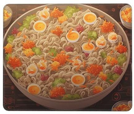 Egg Cup Noodle Ramen Print Mouse Pad Square Computer Mouse Mat Gaming Mouse Pad Non-Slip Mousepads for Home Office 7 x 8.6 in