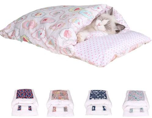 Argumub Sac de couchage orthopédique pour chat - Moelleux - Chaud - Amovible - Lavable - Petit lit pour animal de compagnie - Pour chat et chien - Taille M - Rose Ice Cream