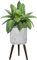 fuxuiwy Großer Blumentopf mit Beinen, moderne Blumentöpfe mit Holzständer, große stehende Pflanzgefäße aus der Mitte des Jahrhunderts mit Drainagelöchern für Garten, drinnen und draußen, dekorativ