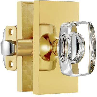 HIEMEY Gold Door Knob, Crystal Glass Passage Door Knobs Interior, Modern Polished Brass Door Knobs for Closet Hallway
