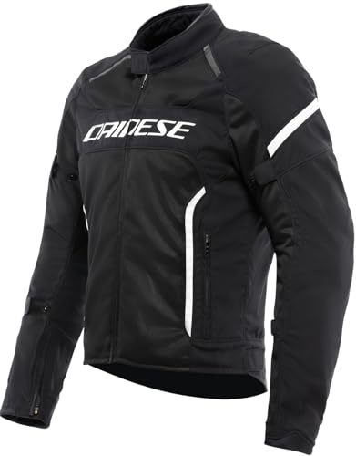 Dainese - Air Frame 3 Tex Jacket, Giacca da Moto Estiva in Tessuto, con Fodera Antivento, Uomo, Nero/Nero/Bianco, 54