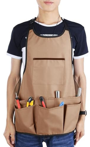 Oxford Cloth Garden Apron with 14 Pockets, Waterproof Thickening Garden Tools Belt Multifunction Wear-Resistant for Women Men, Multipurpose Aprons for Gardening, Cooking, Cleaning and Woodworking