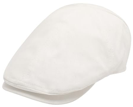 ZLYC Sommer Ivy Schirmmützen Ballonmütze Baumwolle Flatcap für Herren(Einfarbig Weiß),Einheitsgröße