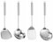 4 Pieces Stainless Steel Kitchen Utensil Set, Spatula, Ladle, Wok Spatula, Soup Colander and with Long Stainless Steel Handle. 4Pcs Round Handle