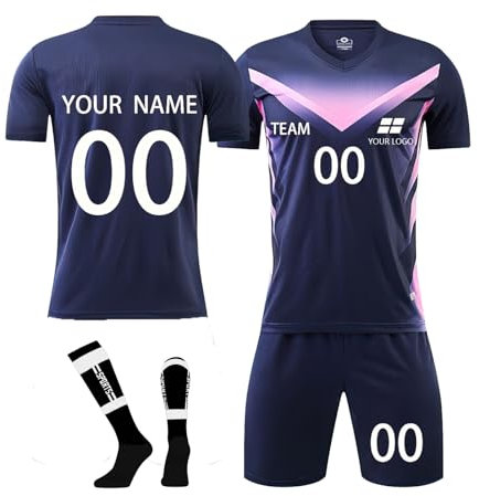 Personalisierte Fußballtrikot Erwachsene Kinder Fußballtrikot mit Logo Name Nummer, benutzerdefinierte Fußballtrikot Shorts Socken Jungen Herren