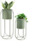 TRIROCKS Set mit 2 Pflanzgefäßen für Drinnen und Draußen mit Ständer für Pflanzen 65,5 und 45,5 cm hoch Moderne Blumentöpfe für Wohnzimmer Ecke Küche Büro Garten Balkon Terrassendekoration (Grün)