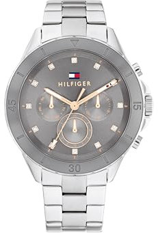 Tommy Hilfiger Multi Zifferblatt Quarz Uhr für Damen mit Silbernes Edelstahlarmband - 1782742