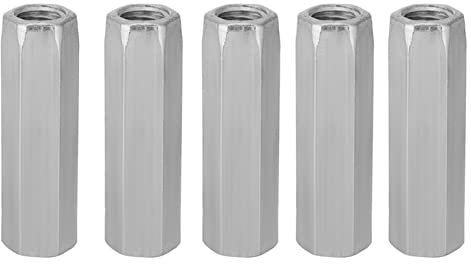 Dadi Esagonali di Accoppiamento 5 Pezzi, Dadi di Accoppiamento Asta Accessori Essenziali per la Manutenzione, Dadi Lunghi Zincati in Acciaio al Carbonio (M10x40)
