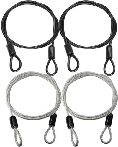 QLEUIFT 4 pcs Cable de Seguridad,Acero Trenzado Cerradura,Cable de Acero de Seguridad,Cable de Alambre de Seguridad,Cable de Seguridad antirrobo,para Bicicletas Motocicletas Puertas de Vidrio