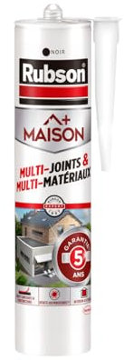 Rubson | Mastic Maison Multi-Joints & Multi-Matériaux Noir (cartouche de 280 ml) – Mastic silicone neutre nouvelle génération multi-fonctions – Mastic étanche avec formule sans odeur