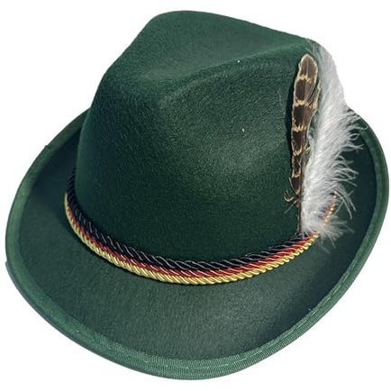 Alpine Hüte mit Federn - Deutsche Alpenbraune Mütze | Bayerischer Fedora Alpin Hut | Weiche deutsche Oktoberfest-Hüte für Erwachsene | Bequemer Bayrischer Hut für Rollenspiele Hallo Party