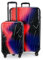 suitline - 2er-Koffer-Set, Handgepäck + großer Reisekoffer, Trolleys robuste Hartschale, 360°-Double Spinner Erweiterung TSA-Zahlenschloss, Größen S & L, glänzend, Neon Red
