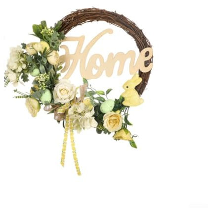Osterkranz mit Hasen, Eiern und Rosen für lebendige saisonale Dekoration (6185)
