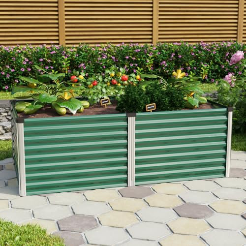 Vitavia Hochbeet Linus 630, Seegras/Alu Eloxiert, 188 x 96 x 63 cm (L x B x H) | Wetterfest aus Zincalume® | Ergonomisch & Rückenschonend | Schutz vor Schnecken & Unkraut | Perfekt für Gemüse