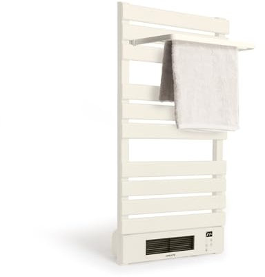 CREATE / WARMTOWEL Pro + ÉTAGÈRE/Radiateur Porte-Serviettes avec Chauffage céramique avec étagère 3 Barres et Crochet Blanc cassé / 101x13x55 cm / 1500 W, 2 puissances