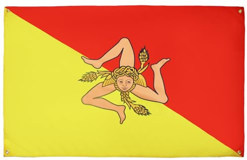 AZ FLAG Bandiera Sicilia 150 x 90 cm con 4 occhielli, bandiera siciliana per balcone o parete