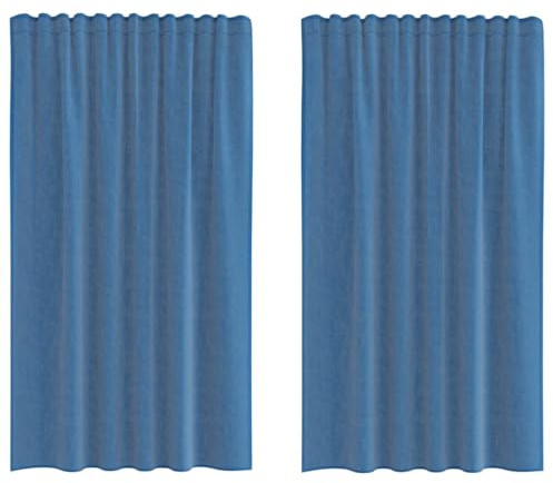 vidaXL Voile Vorhänge mit Stangentaschen 2 STK. Königsblau