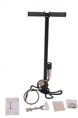 SXYKXYDL Bomba Manual PCP de 4500 PSI con Filtro de Agua y Aceite de tamiz Molecular Externo. Bomba de Aire de Alta presión de 3 etapas con Pedal Plegable en Forma de Mariposa.