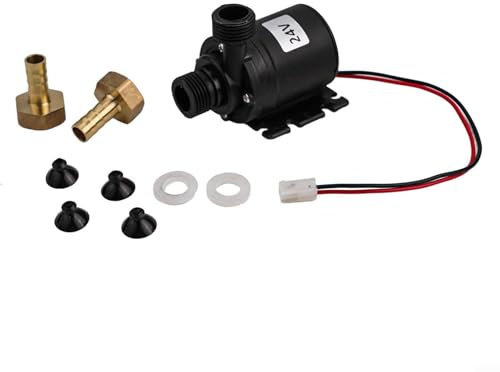 Solar Powered Water Circulating Pump Kit DC 12V 24V for Hot Water and Cooling with Low Noise Brushless Motor and 12 Thread Inlet Outlet Connections (24V)