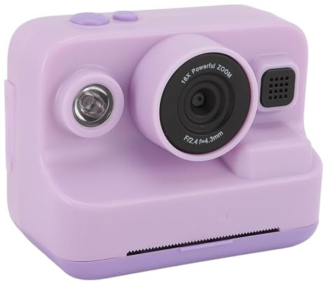 Alomejor Kamera Instant Print 12MP Videokamera für Kreatives Kritzeln mit 3 Rollen Druckpapier für Künstlerische Köpfe (Purple)