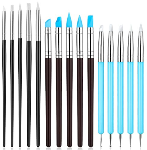 TIESOME 15Pcs Clay Tools Sculpting, Sculpting Tools & Dotting Tools, Silicone Modeling Tool for DIY Art, Pottery, Nails, Painting