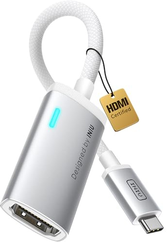 INIU USB C to HDMI Adapter, Original HDMI Certified with Smart Diagnostic LED, 4K@60Hz Type C for MacBook Neo, iMac Laptop, iPad iPhone Samsung Steam Deck Gaming Monitor etc(For Thunderbolt 3/4 Ports)