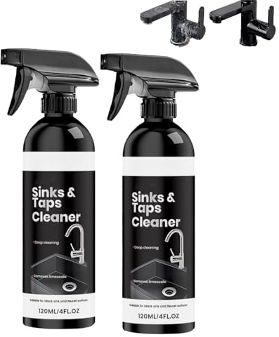 Anticalcare e rimuovi-macchie da acqua dura per rubinetti; detergente e lucidante per lavelli e pentolame; elimina grasso e sporco ostinato; rimuove macchie e ruggine; lucentezza senza aloni. (2pcs)