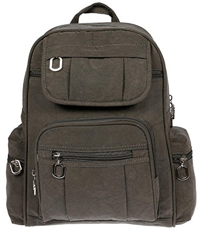 Christian Wippermann Damen Rucksack aus Canvas - Elegant und Modern, 24x30x13 cm - Mittelgroßes Daypack mit 7 Fächern, Stilvoller City Rucksack für Frauen - Alltagstauglich und Vielseitig - Grau
