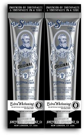 Dr. Sheffield's Fluoride Free Whitening Toothpaste, Mint, No SLS, 2-Pack