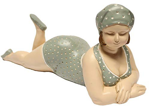 TODA Dekofigur XXL Mollige Frau Badeanzug Retro 60er Art Dicke Badenixe Figur 37 cm