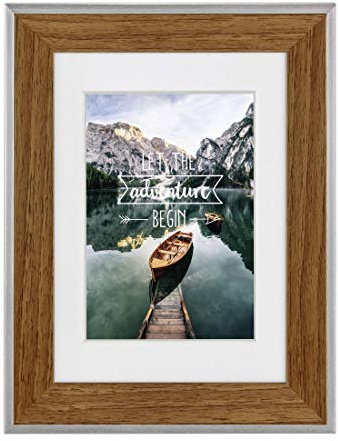 Hama Kunststoffrahmen Sierra (Rahmen 20 cm x 20 cm, Rand 25 mm x 19 mm, für Fotos der Größe 13 cm x 13 cm, Spiegelglas, Polystyrol (PS), Haselnuss