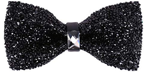 JIER Pailletten Fliege Bowtie Glitzer Paillettenkrawatte für Fancy Kostüm Party Zubehör Fasching Karneval (Schwarz 1,One Size)