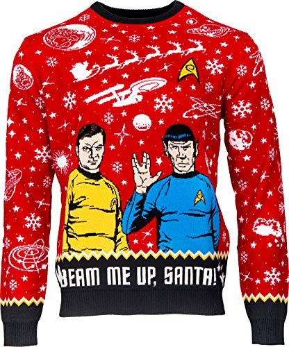 Numskull Star Trek Beam Me Up Santa Official Unisex Knitted Jumper, XX-Small-Ugly Novelty Christmas Sweater Gift