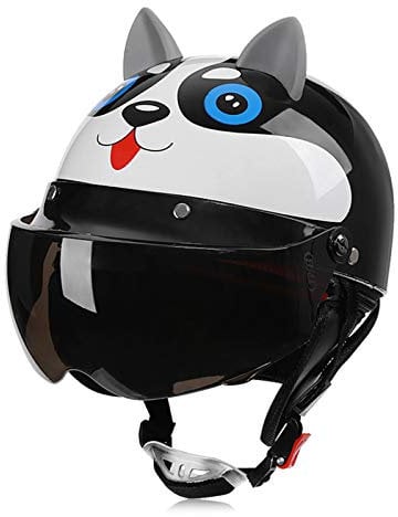 Galatée Fahrrad-Helm Kinder-Jugend-helme, Radhelm Radsport Skateboard Inline-Skate BMX Scooter Ausgestattet Mit Warmem Schal und Gesichtsschutz-Sonnenblende(Hündchen, Alter 5-12 Jahre)