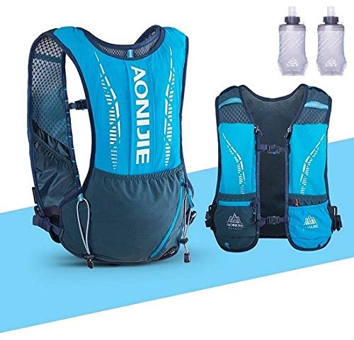 Trinkrucksack, 5L Wassersack Rucksack Wasserblase Perfekt für Wanderrucksack Fahrradrucksack Klettertaschen (BLAU+2*450ML)