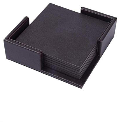 SEOLQX 6pcs Home Decor Marmor PU Leder Runde Quadrat Untersetzer Tischset Cup Mat Mat Holder Küchengeschirr Küchenzubehör-China, Quadrat geblasen