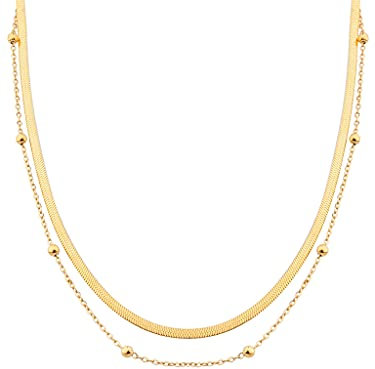 a little something® Halskette Yanaka | Damen Layer Kette mit 18 Karat Vergoldung (Gold & Roségold) | Inklusive nachhaltiger Geschenkverpackung mit FSC®-Zertifikat