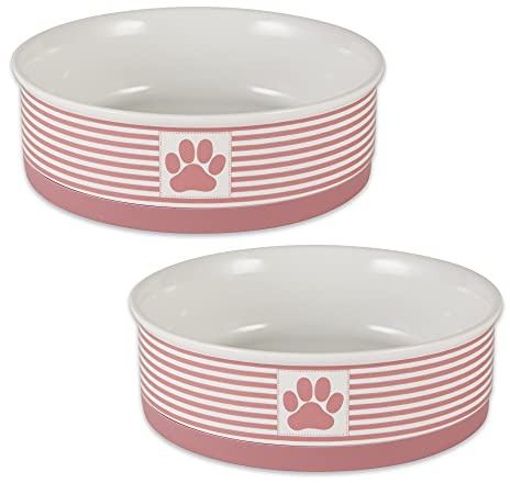 Bone Dry Paw & Patch Keramik-Haustier-Kollektion, großes Set, 19 x 6,1 cm, Rose, 2-teilig