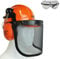RocwooD Chainsaw Helmet Forestry Safety Hat Ear Defenders Metal Visor Protective Gear Arborist Mask Mesh PPE Orange Wood Shield Garden Chain Hard Hat Replacement Free Goggles