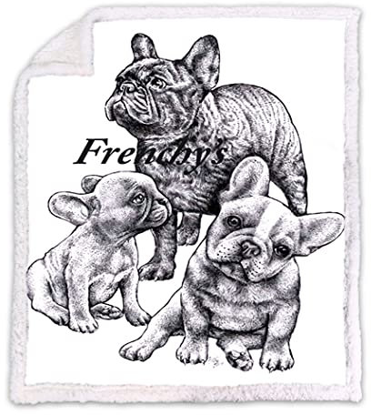 Violetpos Warm Sherpa Sofaüberwurf Decke 150x200 cm Dicke Kuscheldecken Sanft Flanell Weich Fleecedecke Bettüberwurf Französische Bulldogge